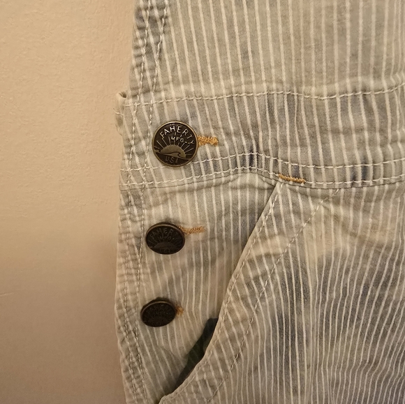 Faherty Mechanic Washed Striped Overalls Organic Cotton Medium - Picture 7 of 9